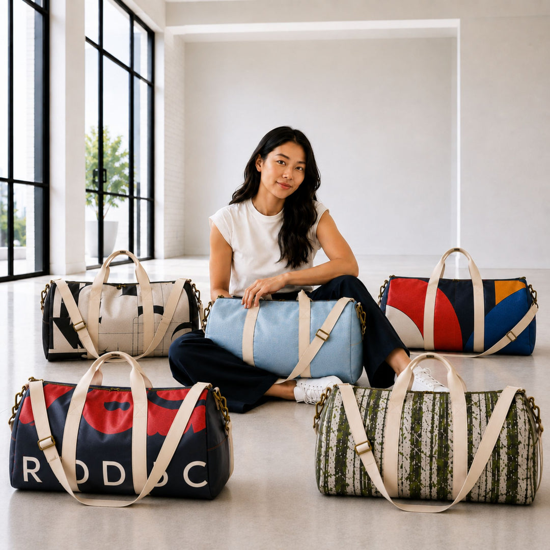 PRODUCT | Upcycled Fabric Banner Duffle Bag